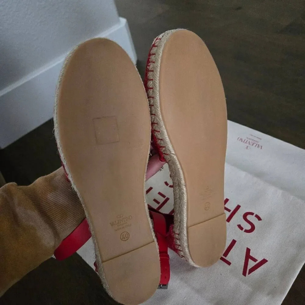Valentino Ankle Strap Sangallo Espadrilles Shoes Sandals size 40 9 New